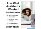 Hiring Virtual Chat Assistants for Remote Work - Earn $25-$35 per Hour 